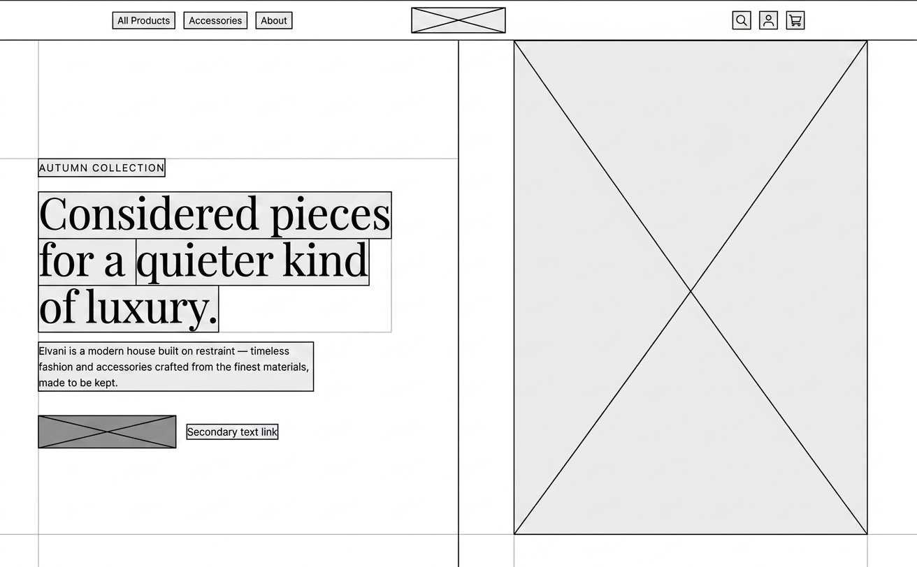 Wireframes for E-Commerce Storefront